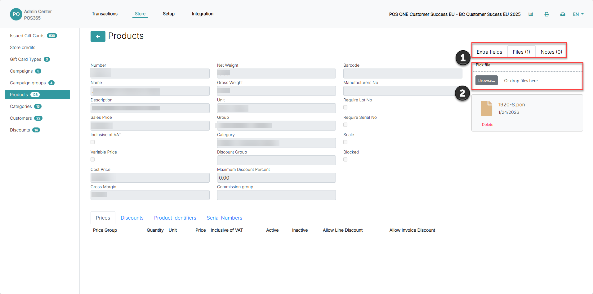 add and view a certificate on a product