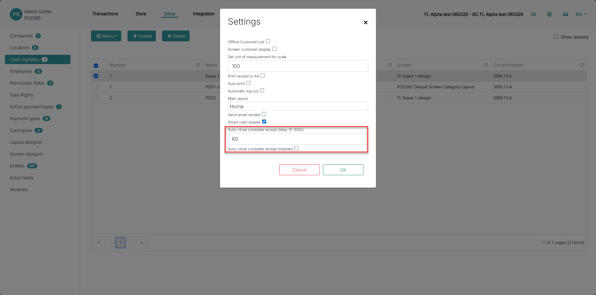 change how long the transaction confirmation window is shown