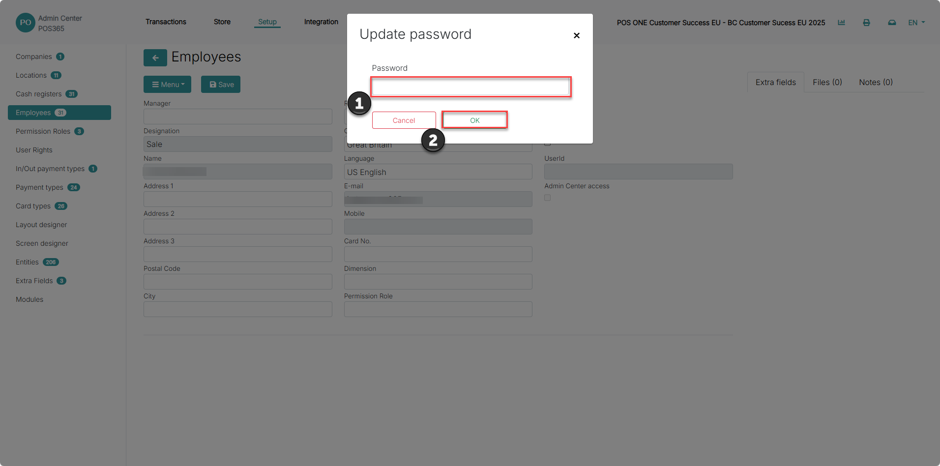 create and set up a new company in the admin center