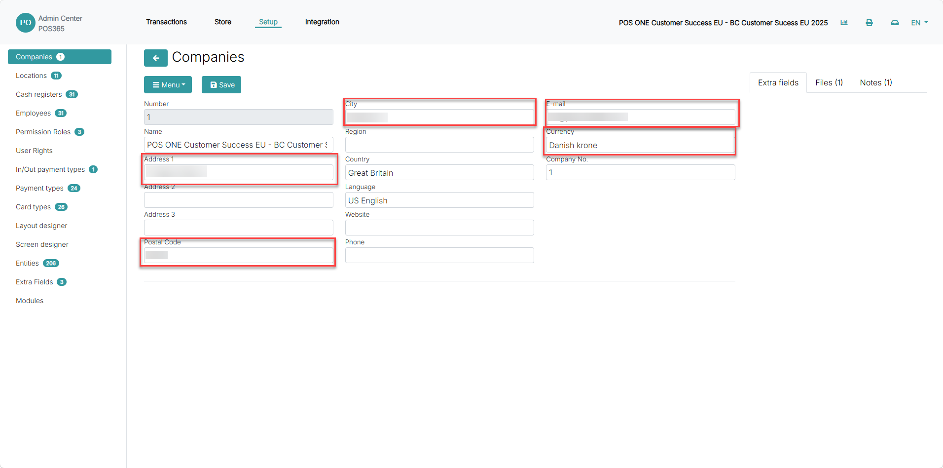 create and set up a new company in the admin center