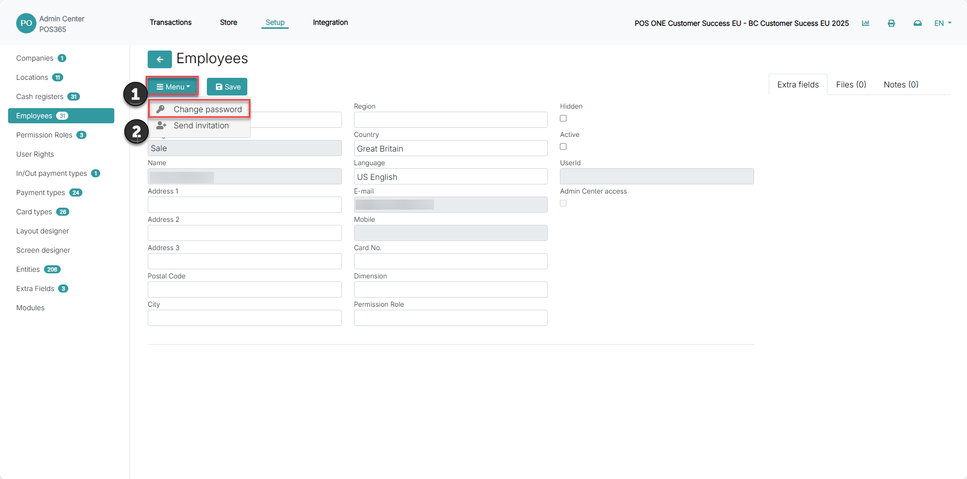 create and set up a new company in the admin center