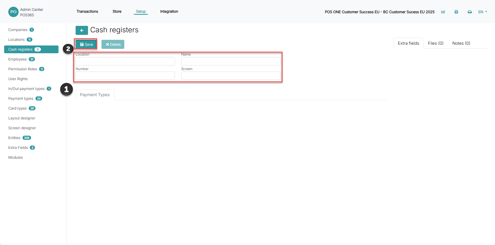 create and set up a new company in the admin center