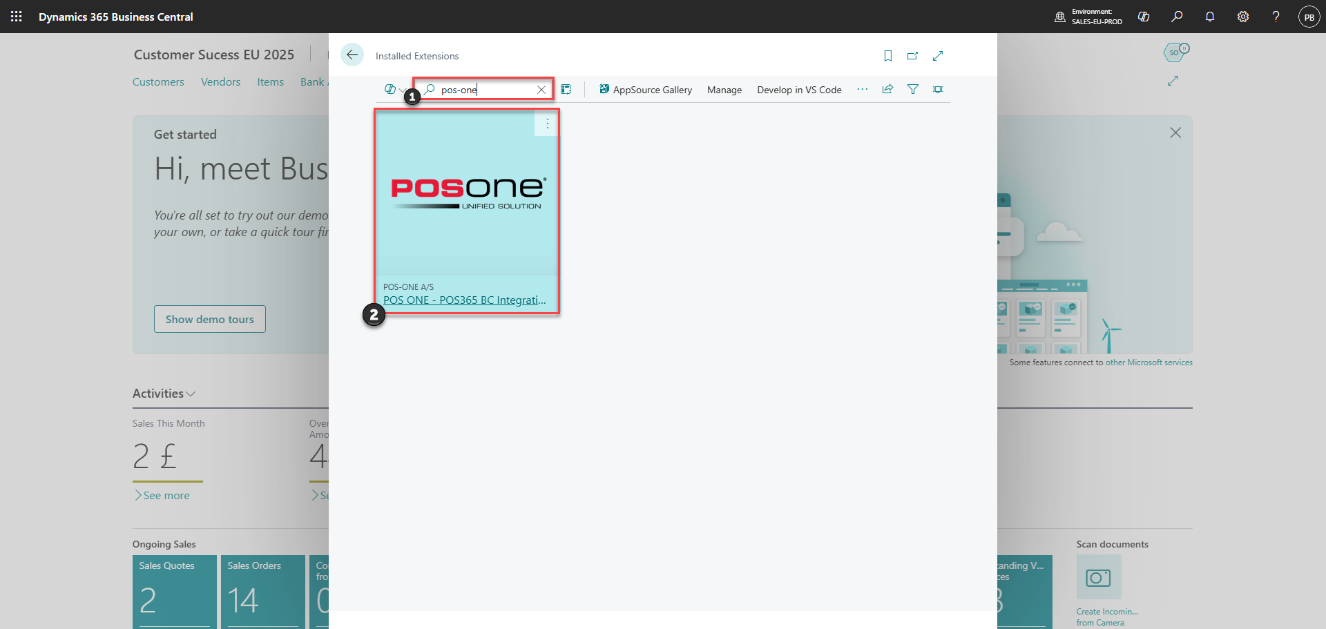 download business central extension set up integration
