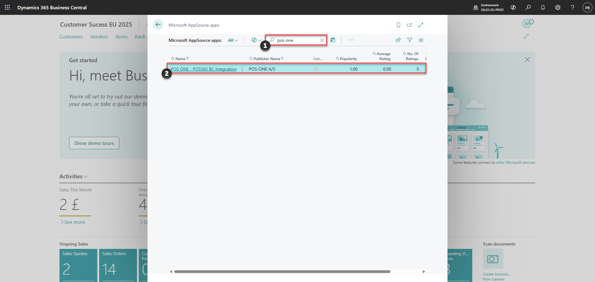 download business central extension set up integration