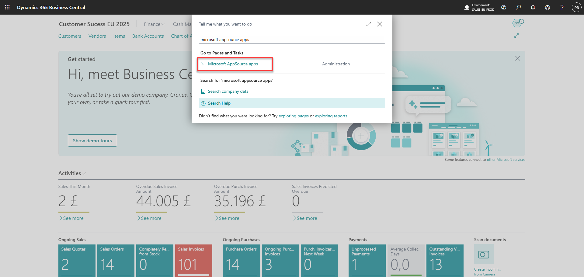 download business central extension set up integration