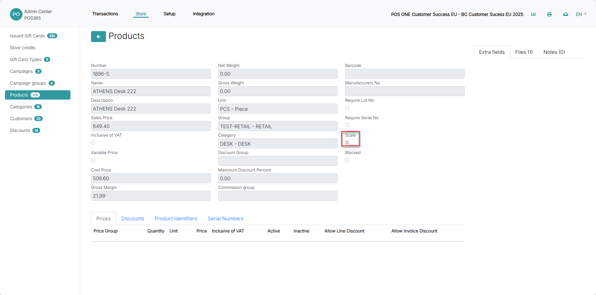 enable scale on products