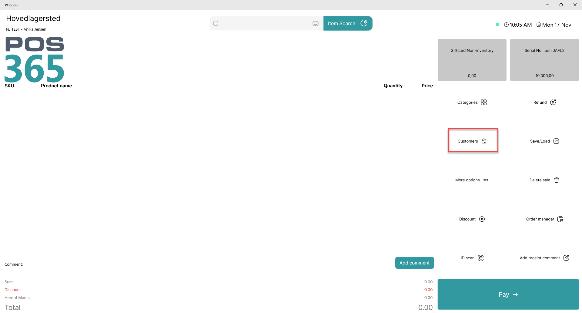 find a specific customers transaction in pos365