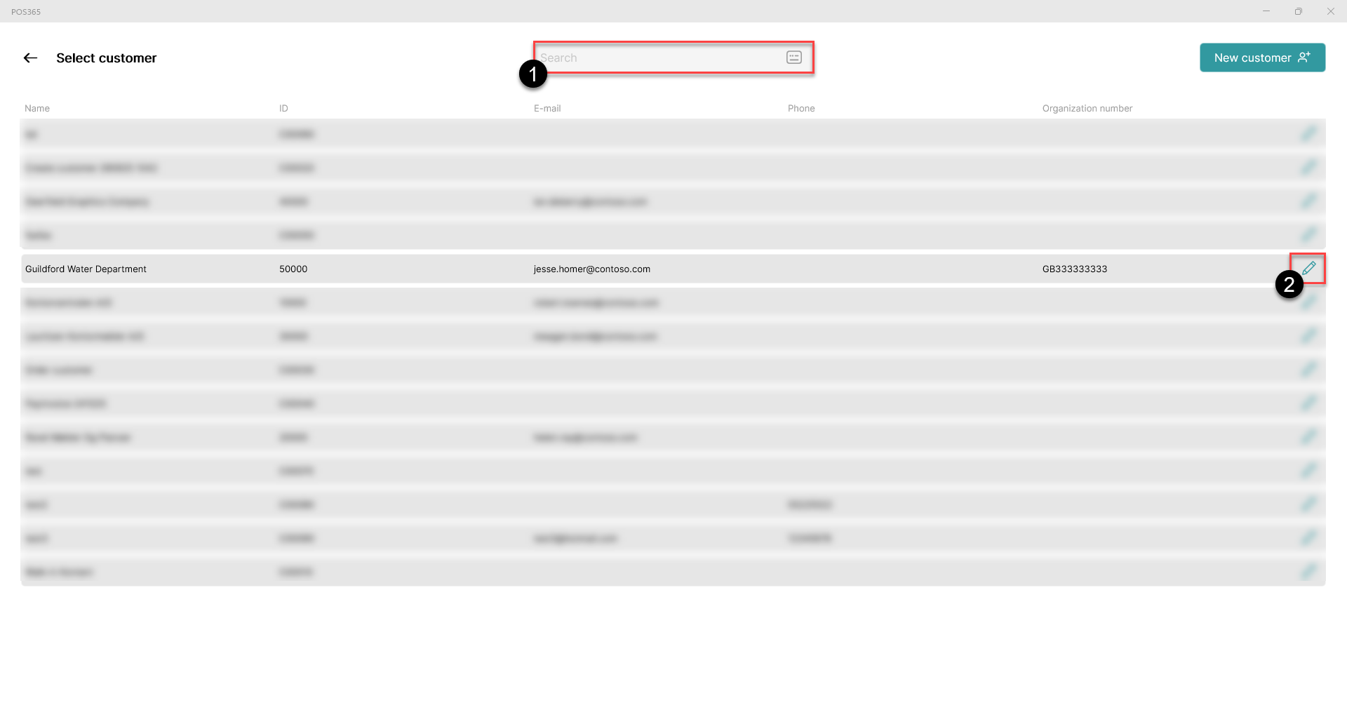 find a specific customers transaction in pos365