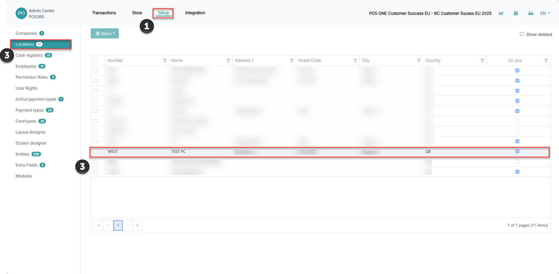 how to set up locations using pos365 admin center