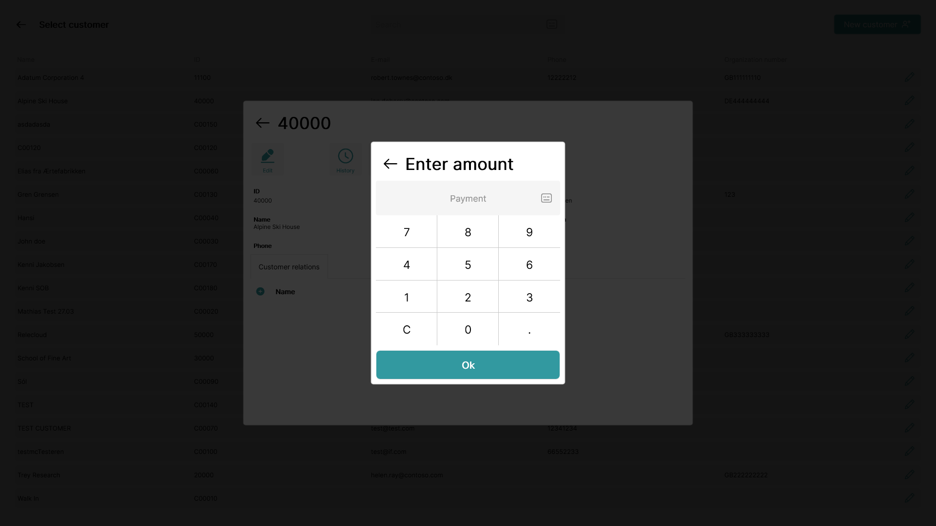 in out payments on a customer