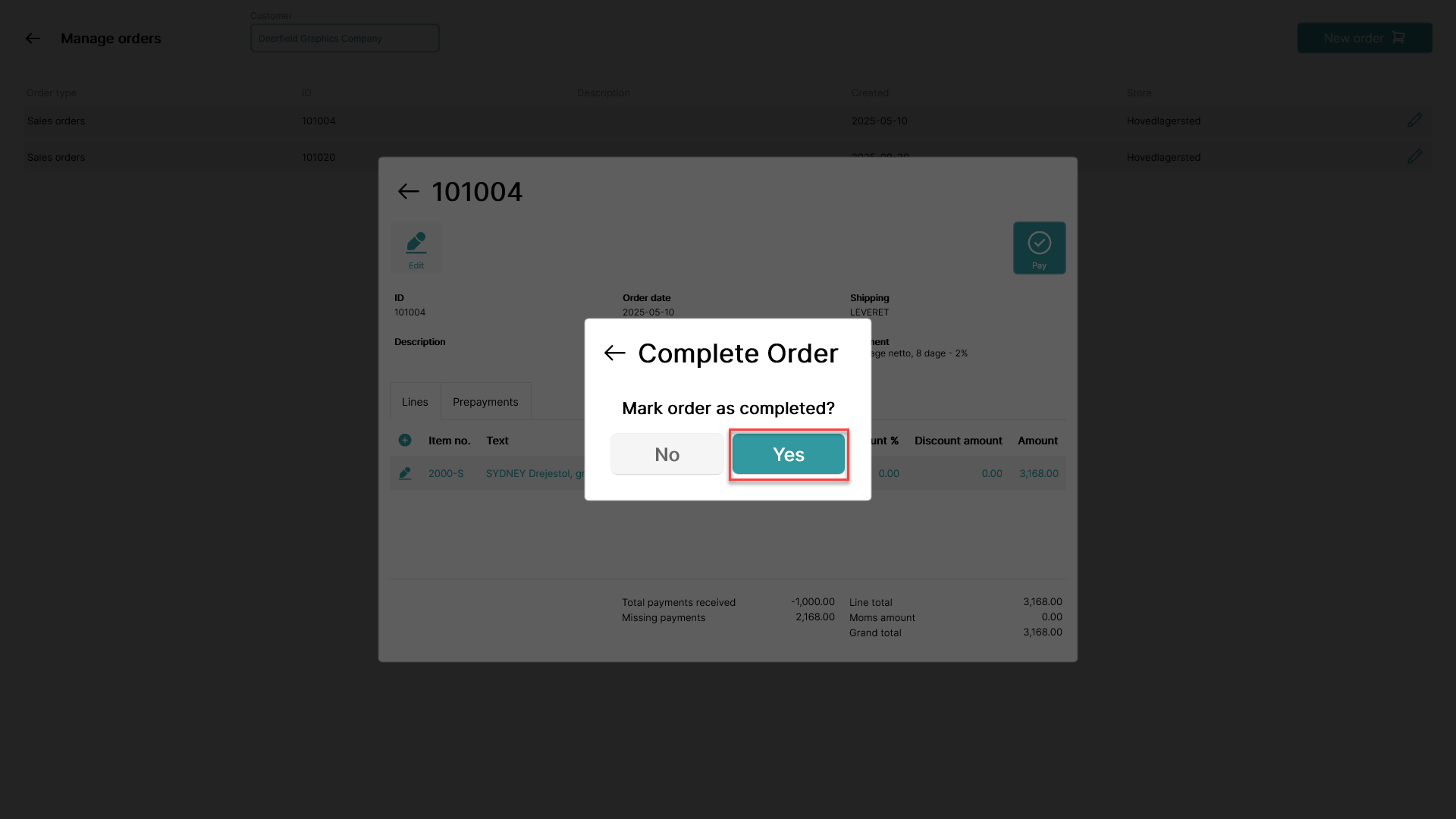 order status management