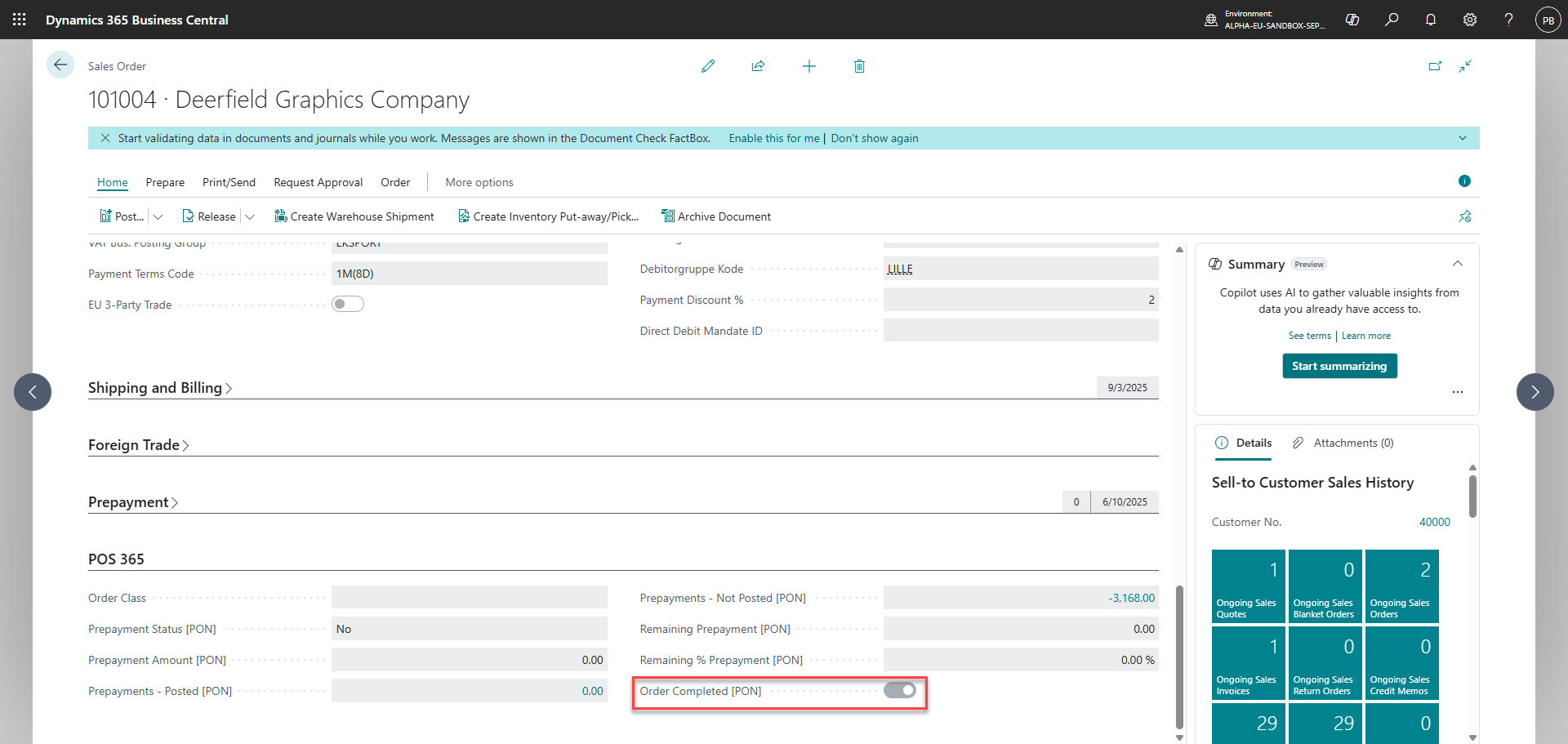order status management