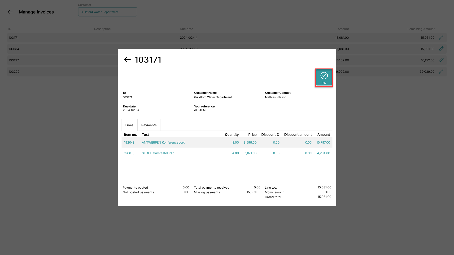 pay active invoices