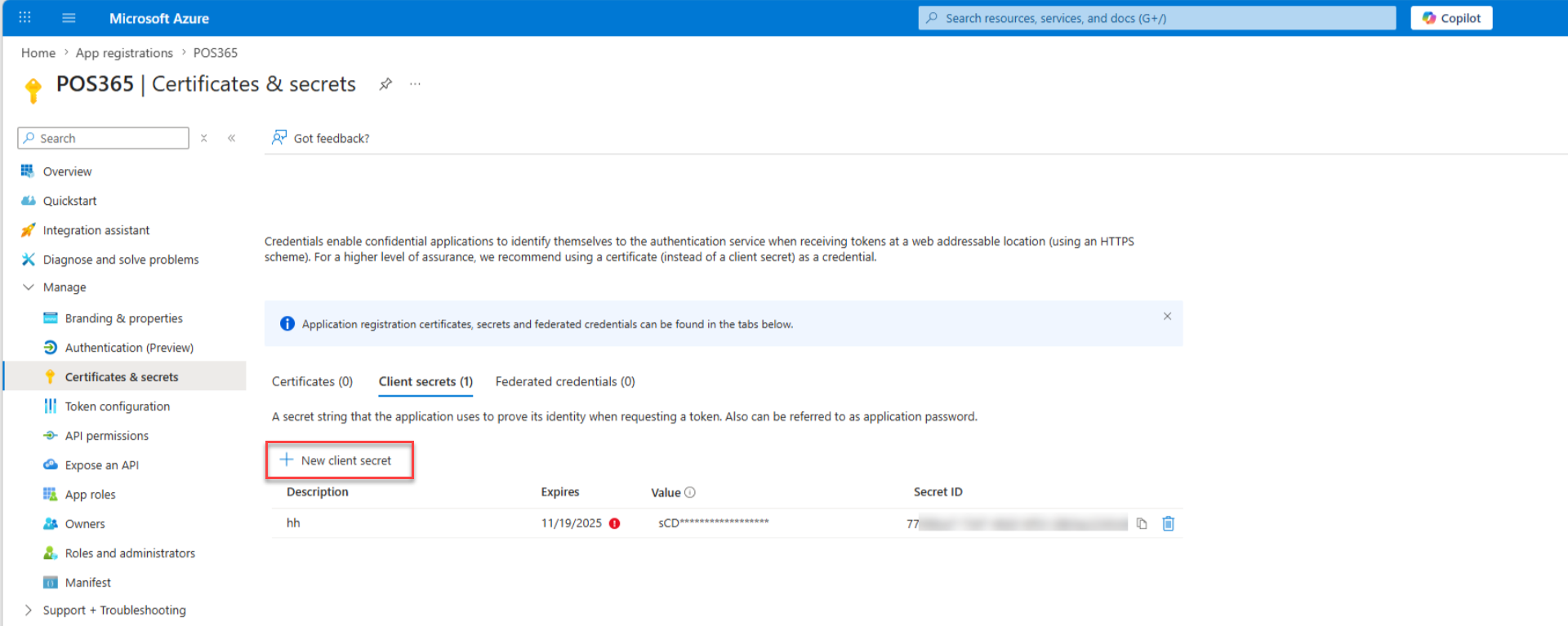 renew expired client secret