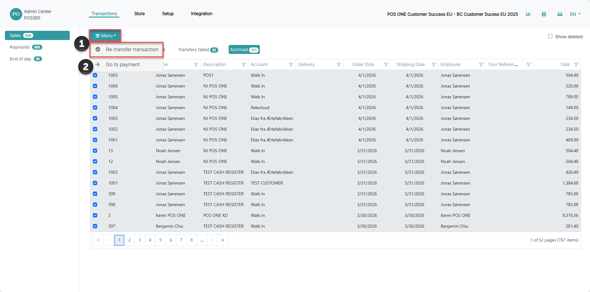 resynchronize an archived sale