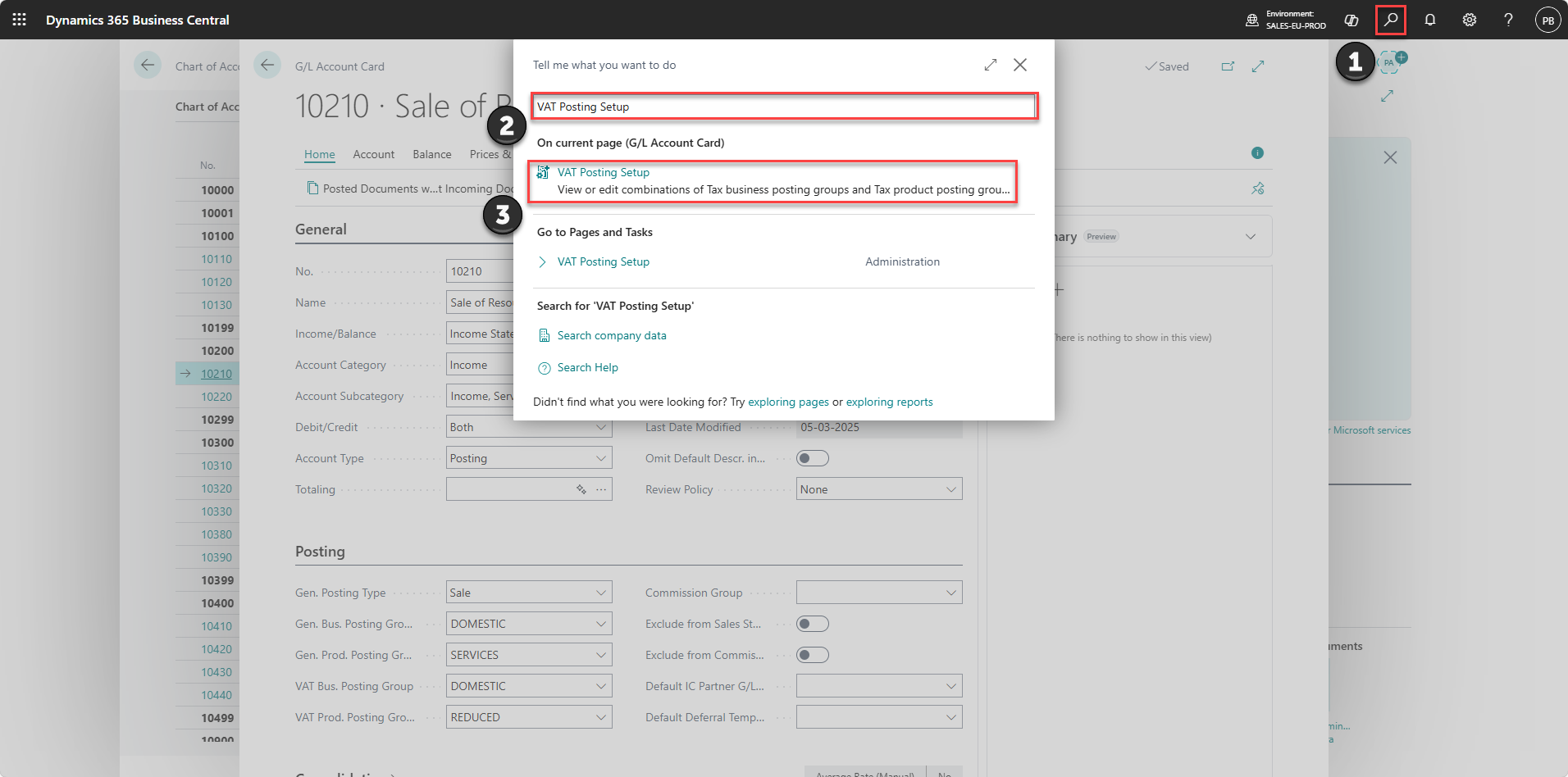 setup of vat on accounts in business central without double posting