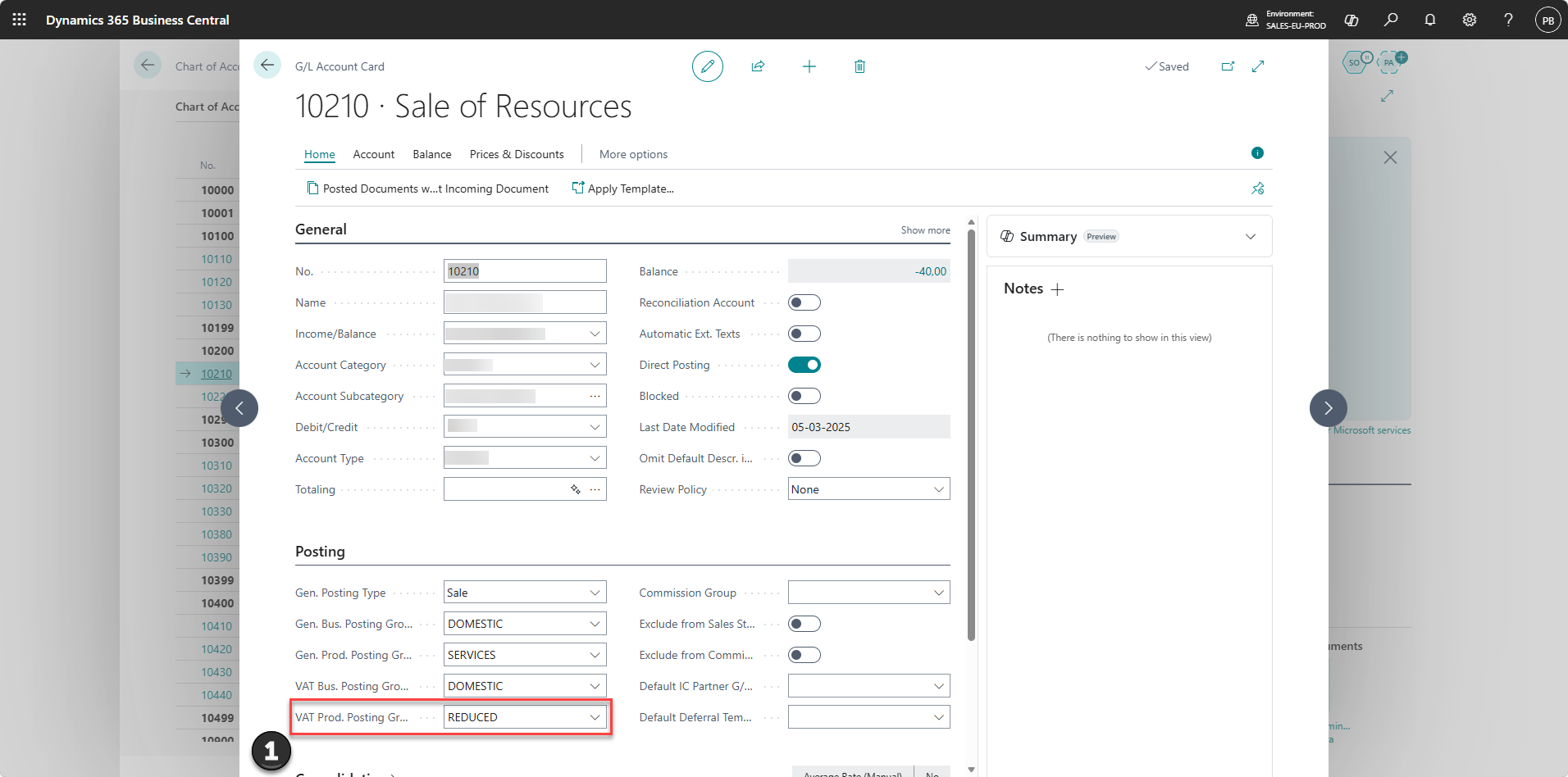 setup of vat on accounts in business central without double posting