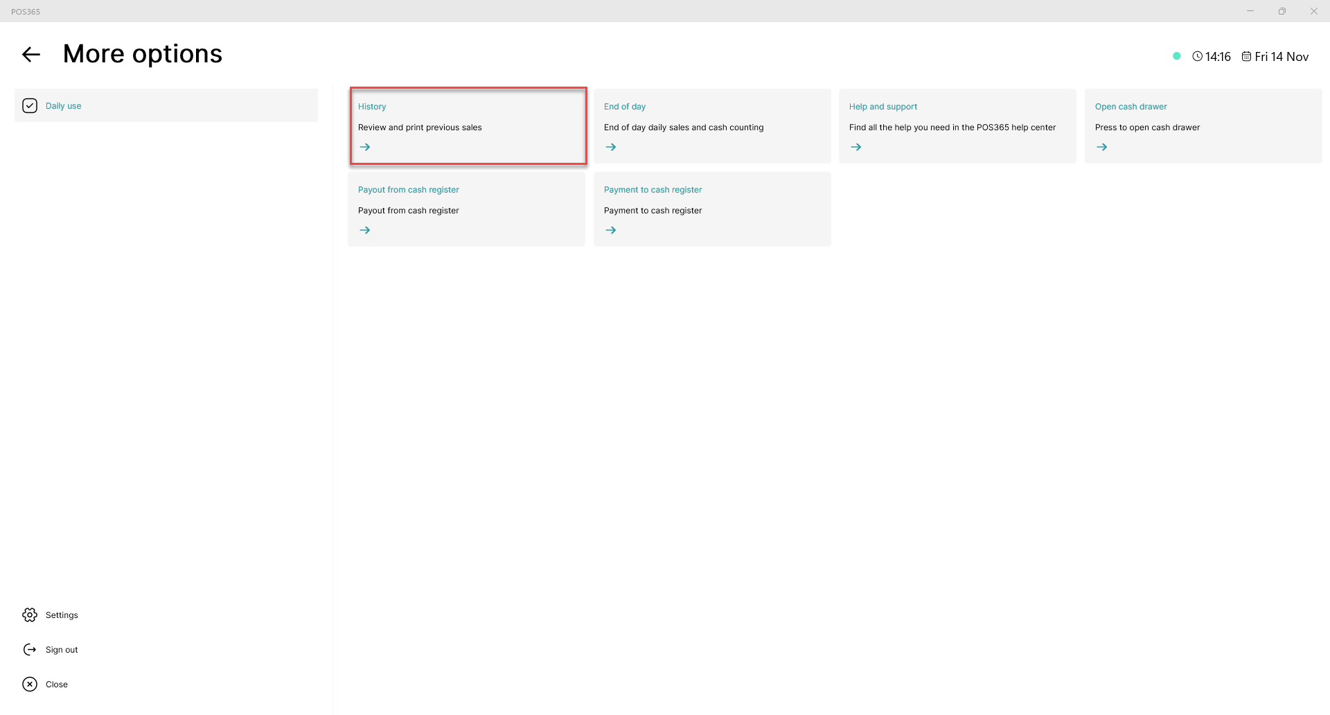 view sales history on pos365