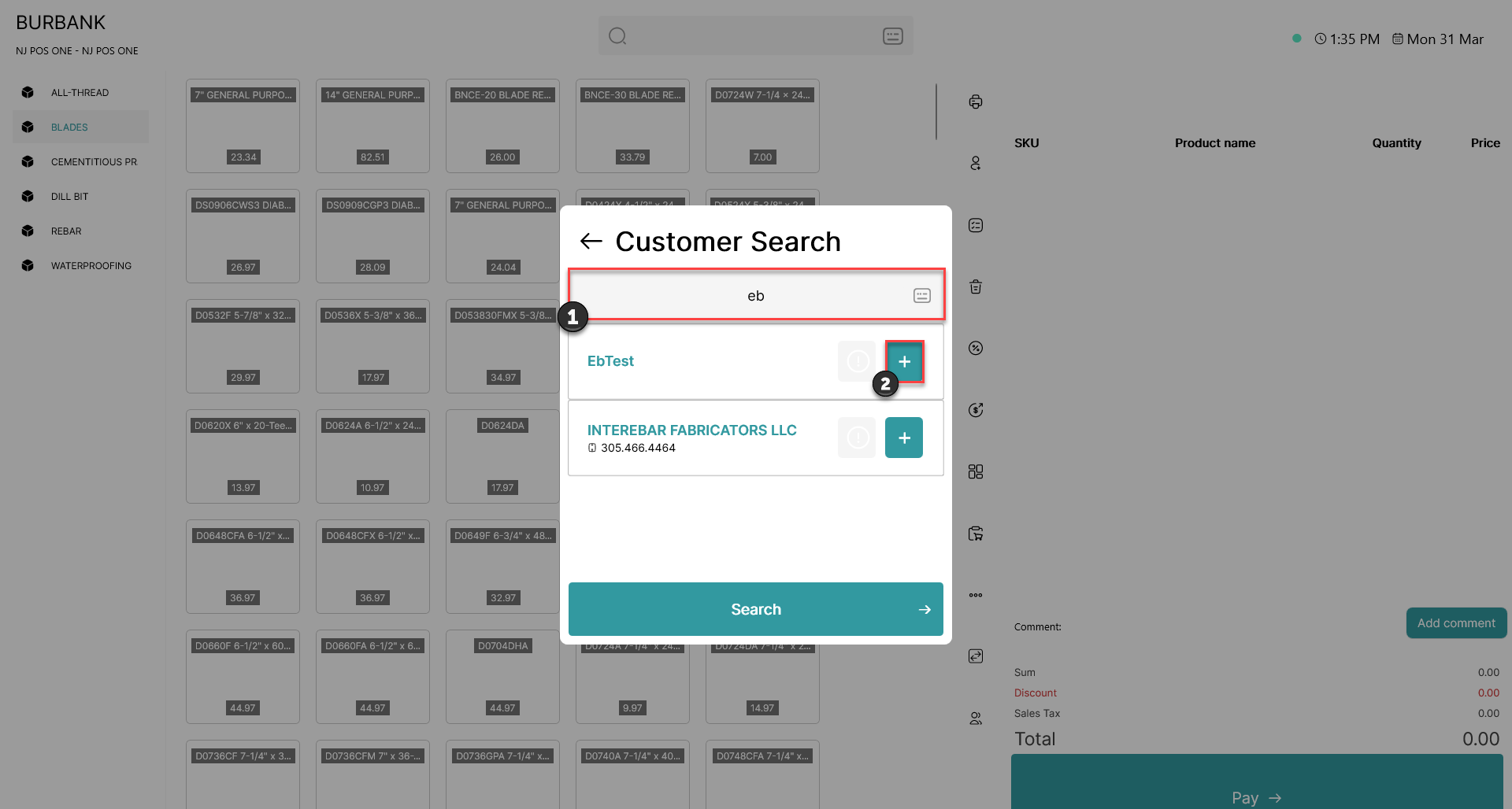 add a customer to a receipt