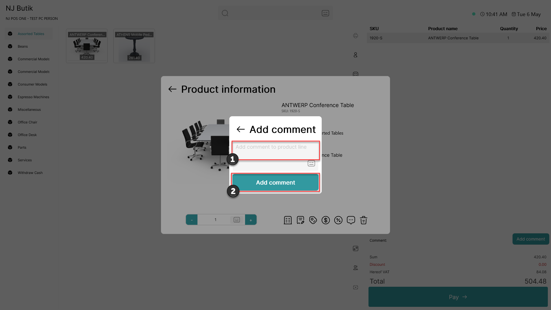 add comment on a specific item