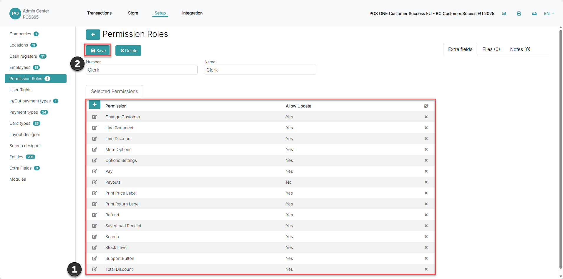 adjust rights for predefined user groups