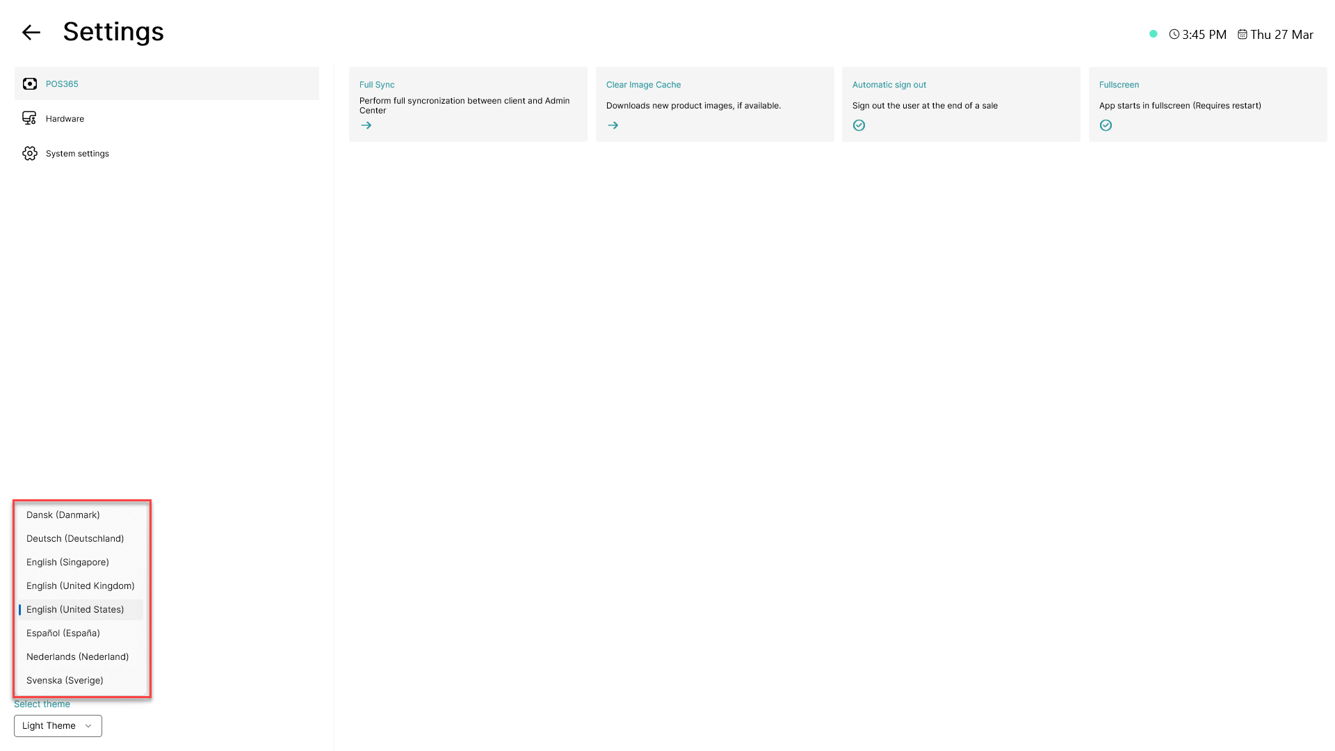 change language in pos365