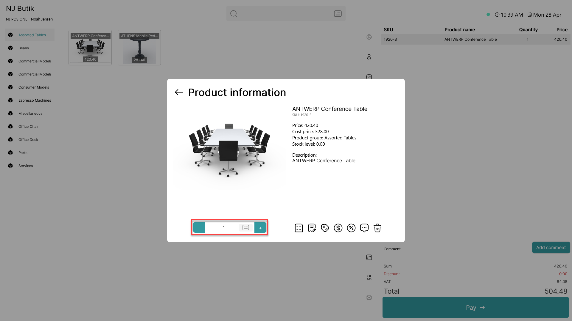 change quantity of items in the basket