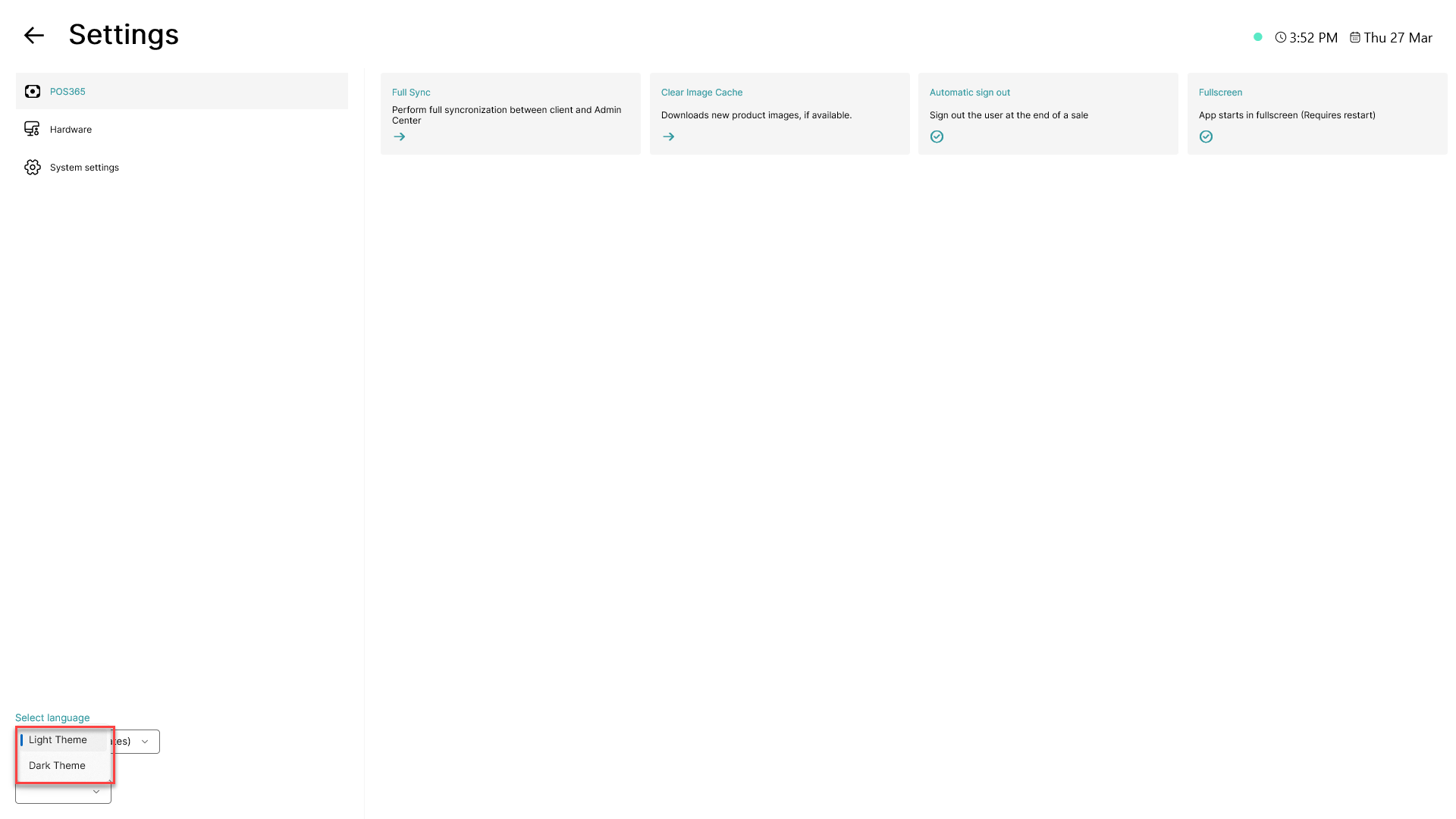 change visual theme in pos365
