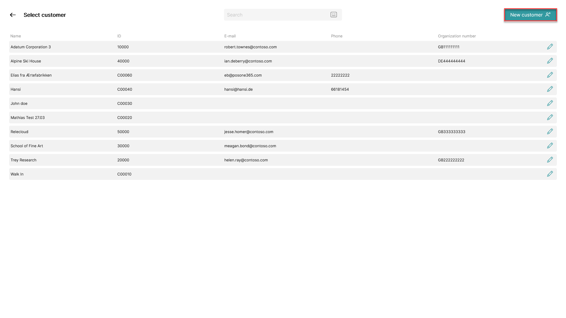create a customer in pos365