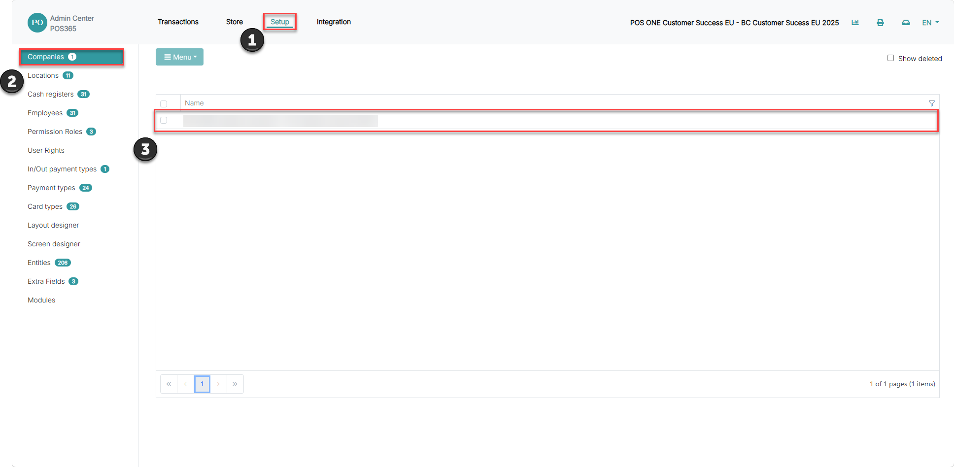 create and set up a new company in the admin center