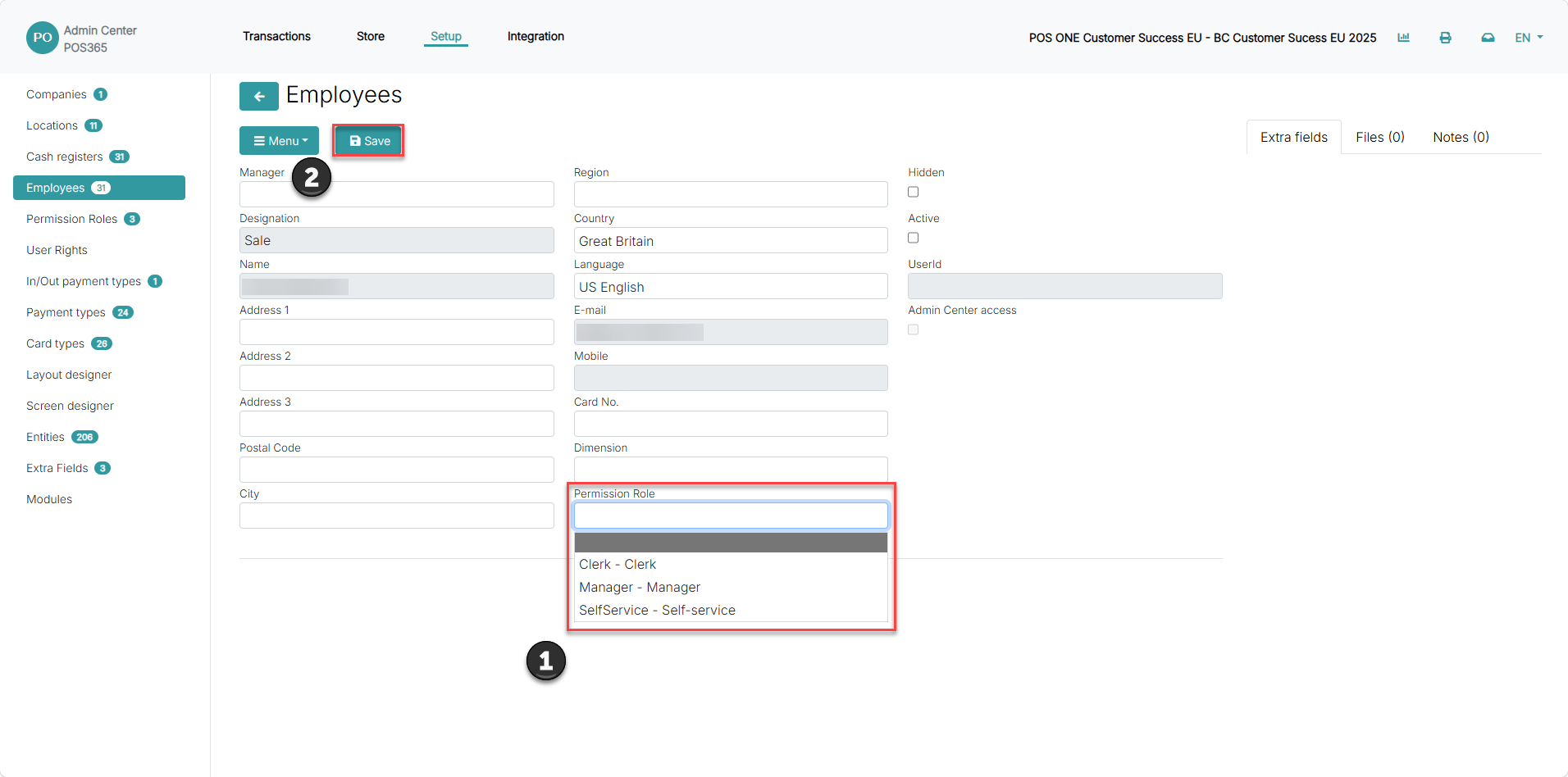 create and set up a new company in the admin center