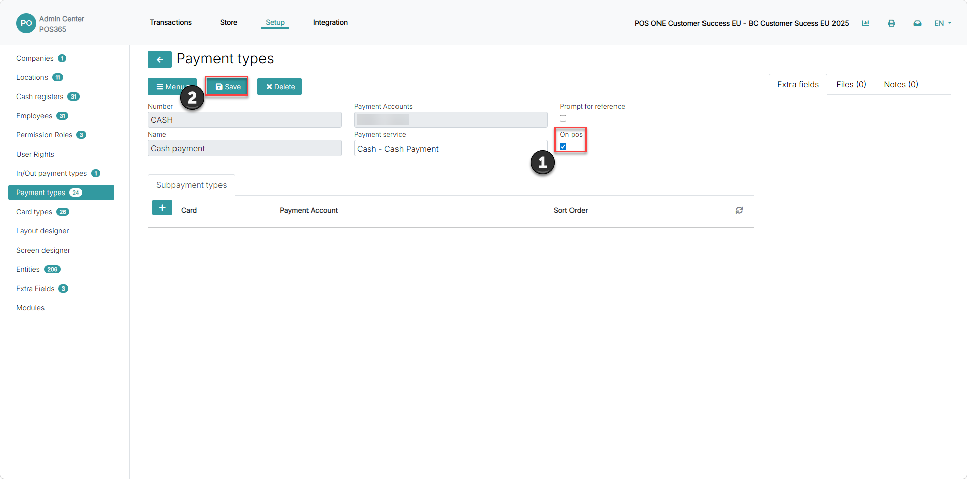 create and set up a new company in the admin center
