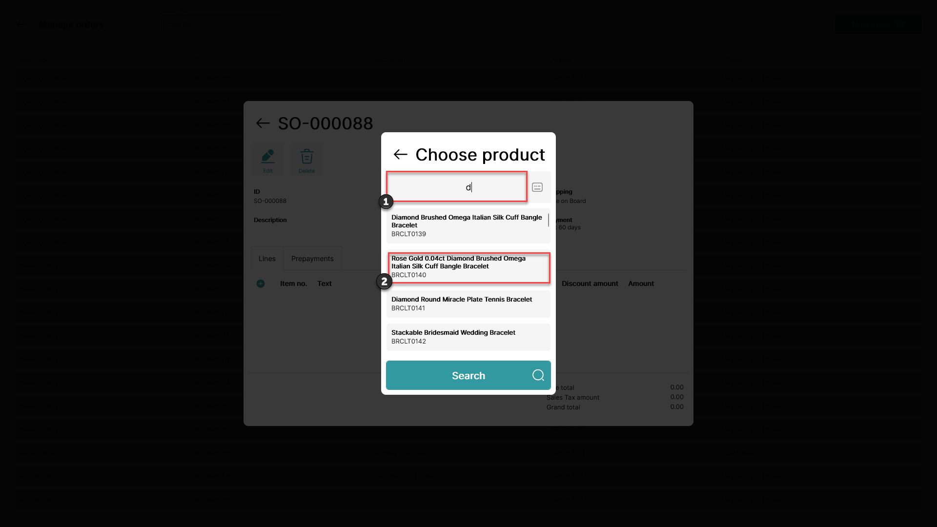 create orders sales quotes through pos365