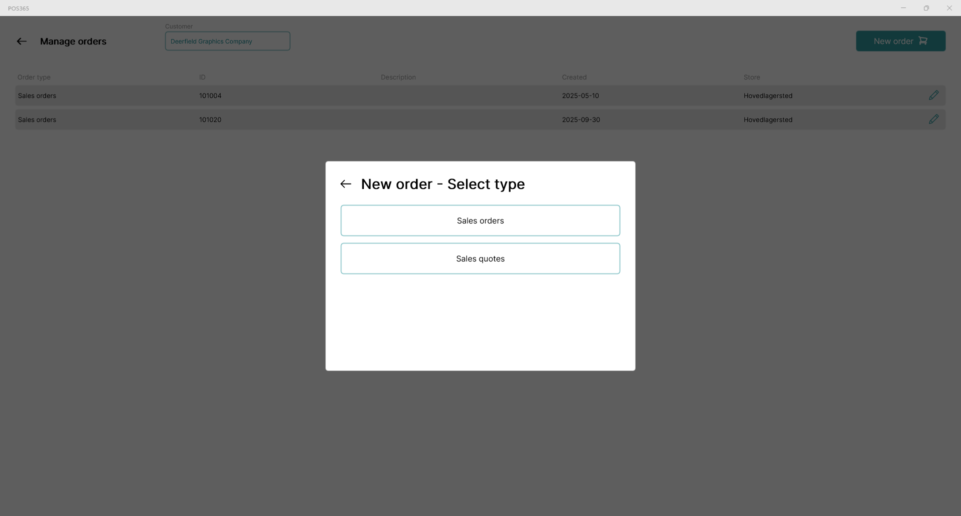 create orders sales quotes through pos365