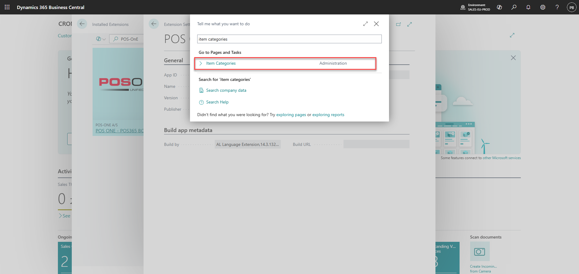 download business central extension set up integration