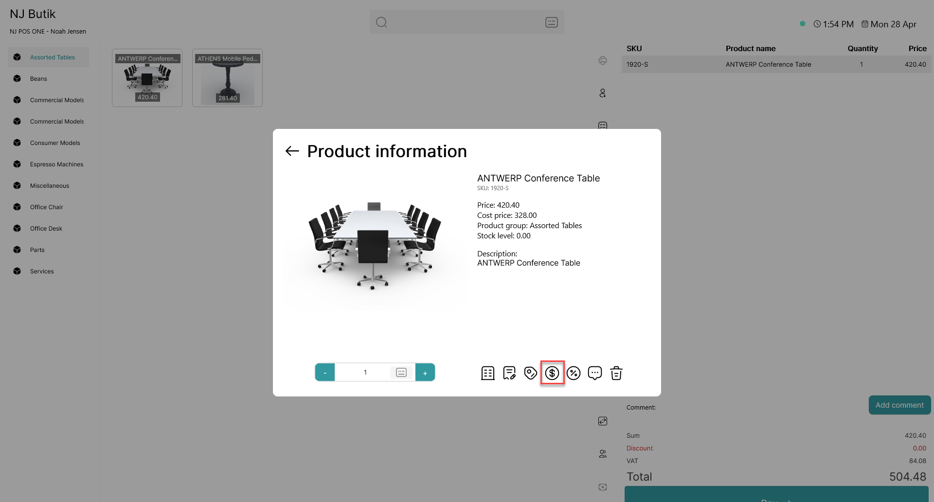 edit price of a product in the basket