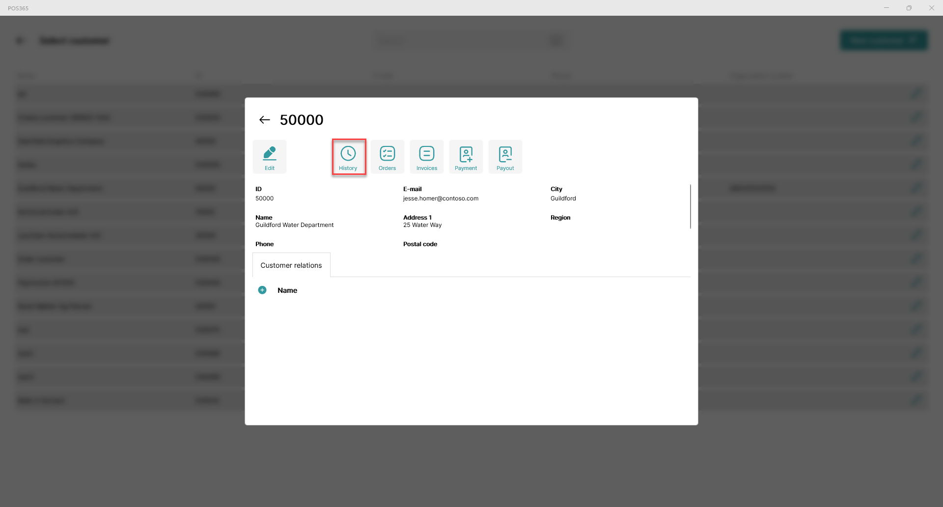 find a specific customers transaction in pos365