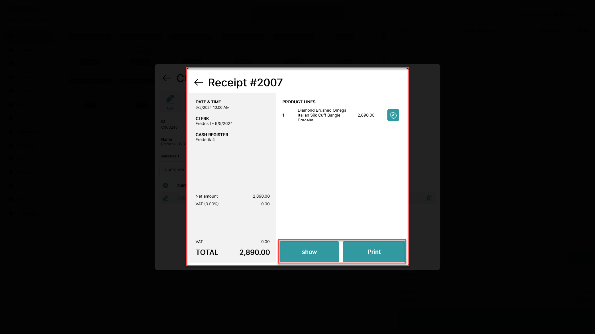 find a specific customers transaction in pos365