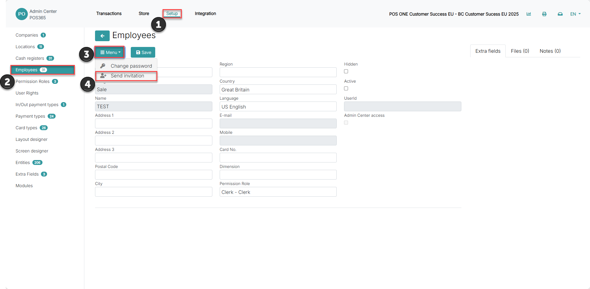 grant access to the admin center