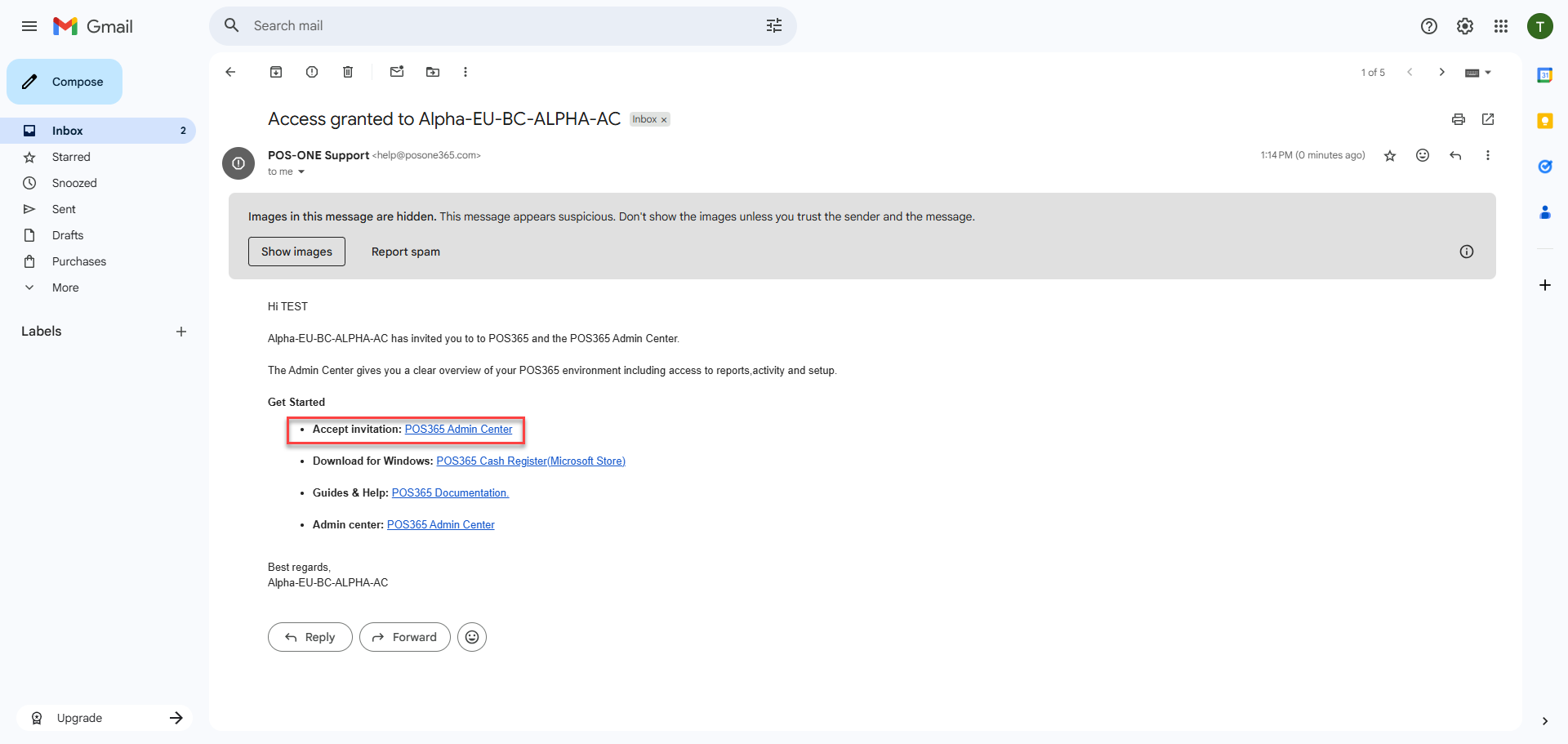 grant access to the admin center