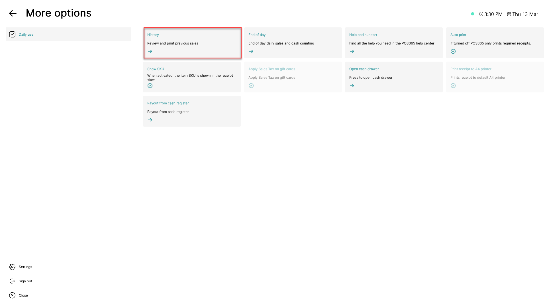 how to access an old receipt in pos365