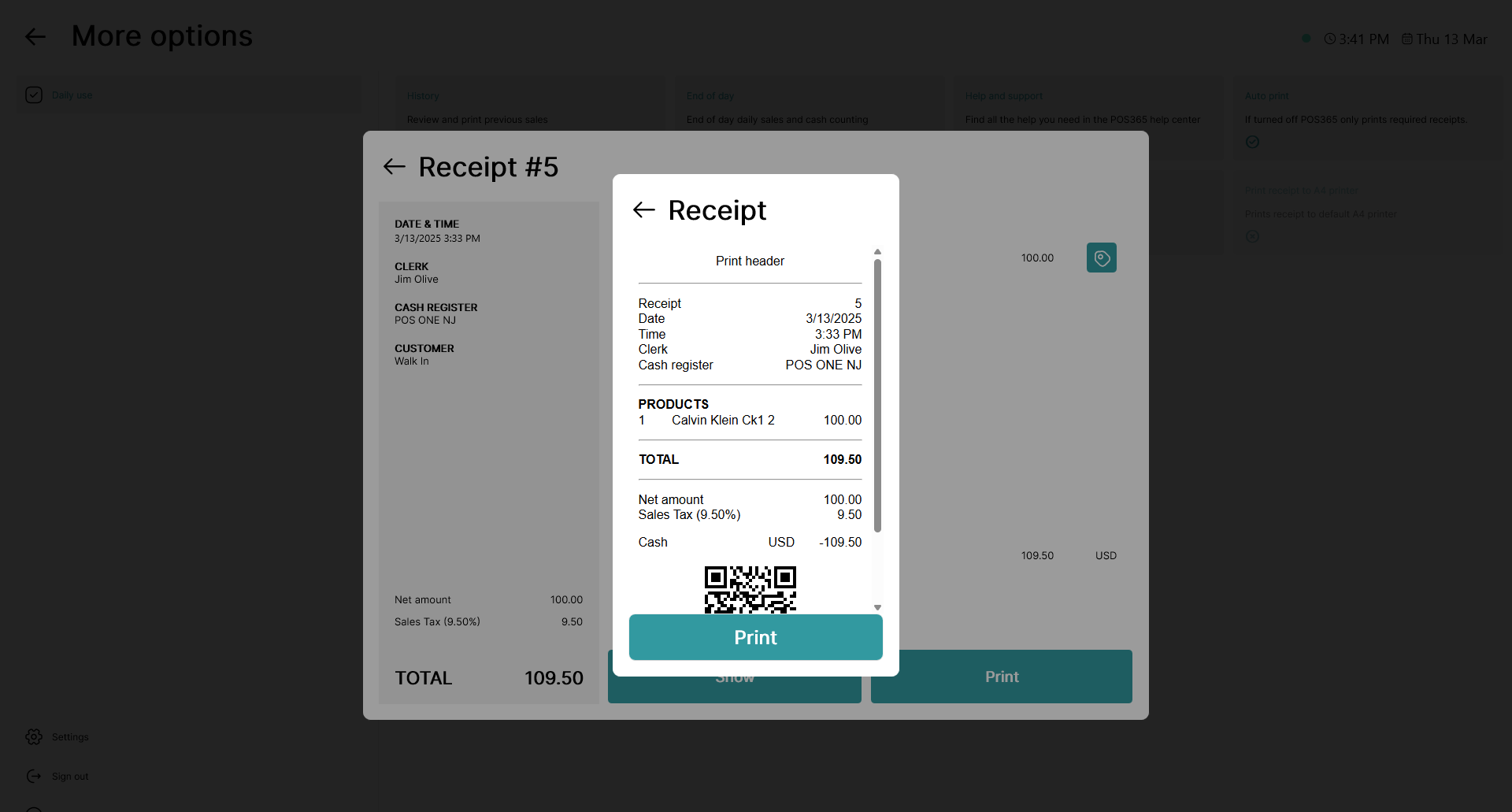 how to access an old receipt in pos365