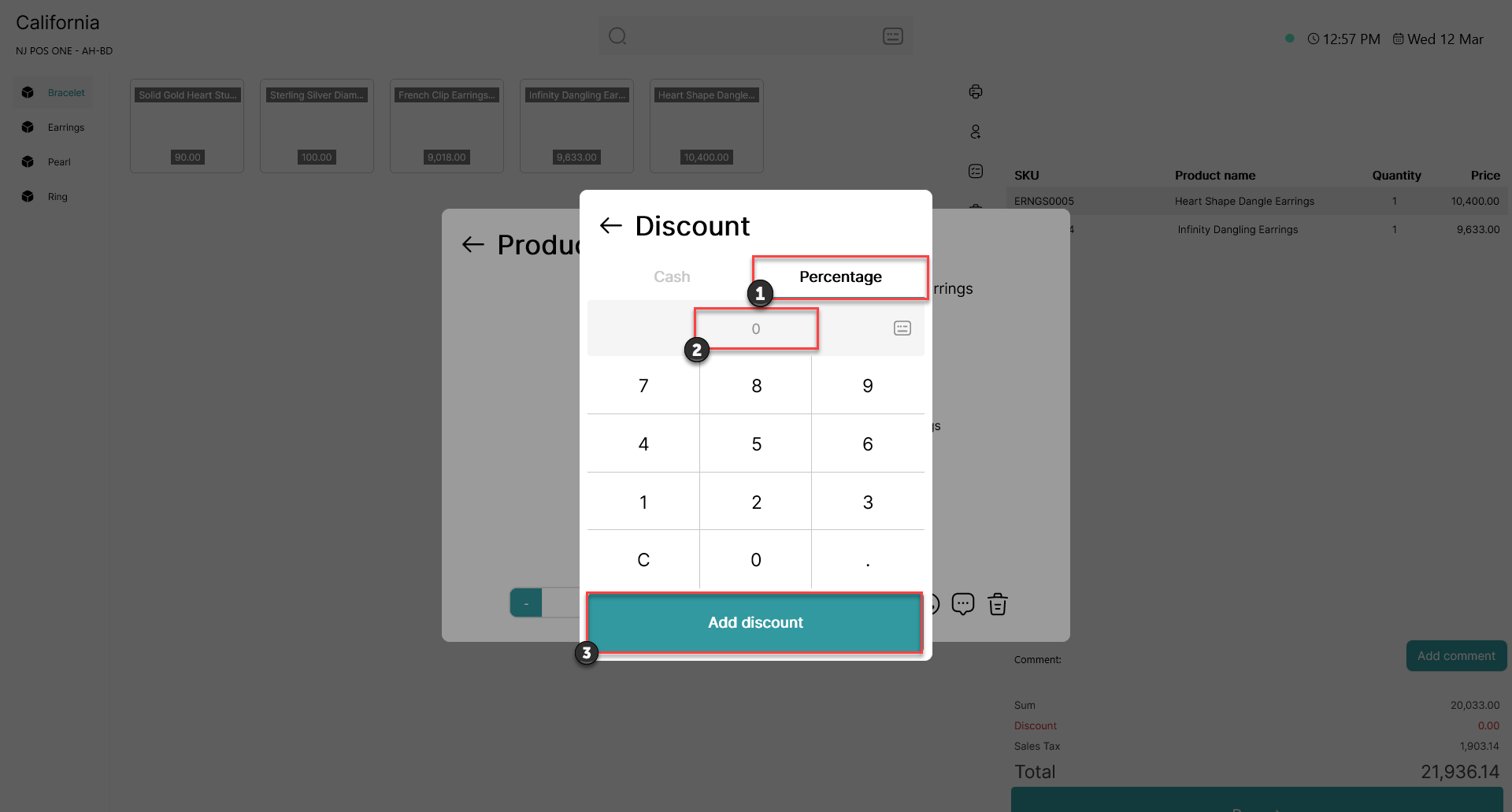 how to add percentage discount on specific item