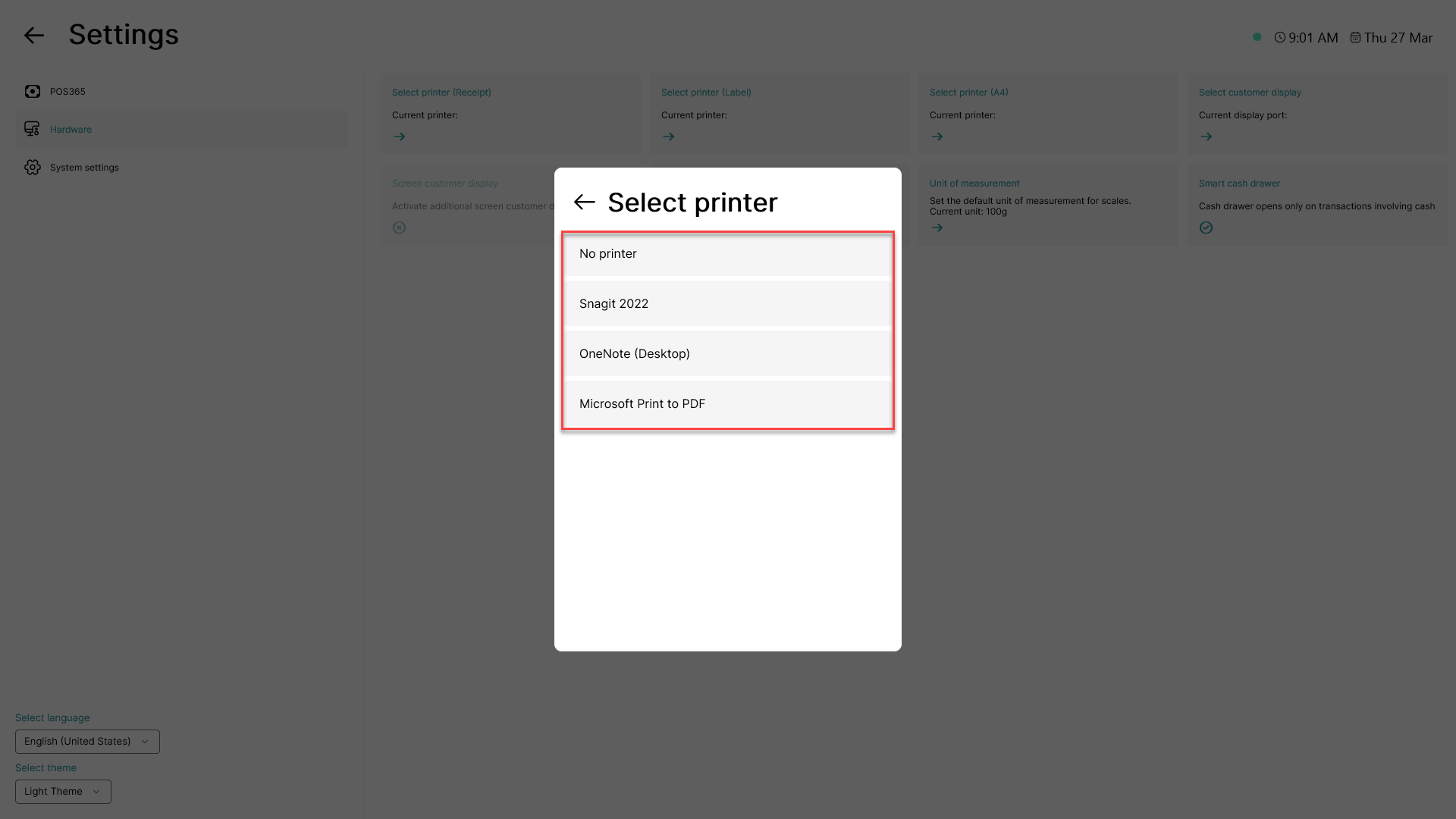 how to select printer for labels
