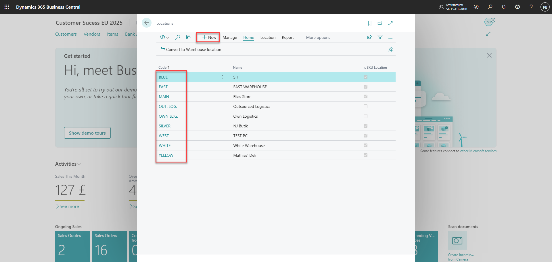 how to set up locations using pos365 admin center