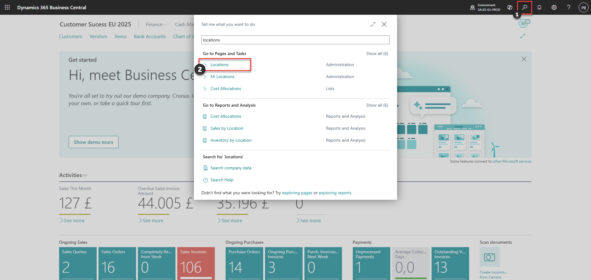 how to set up locations using pos365 admin center