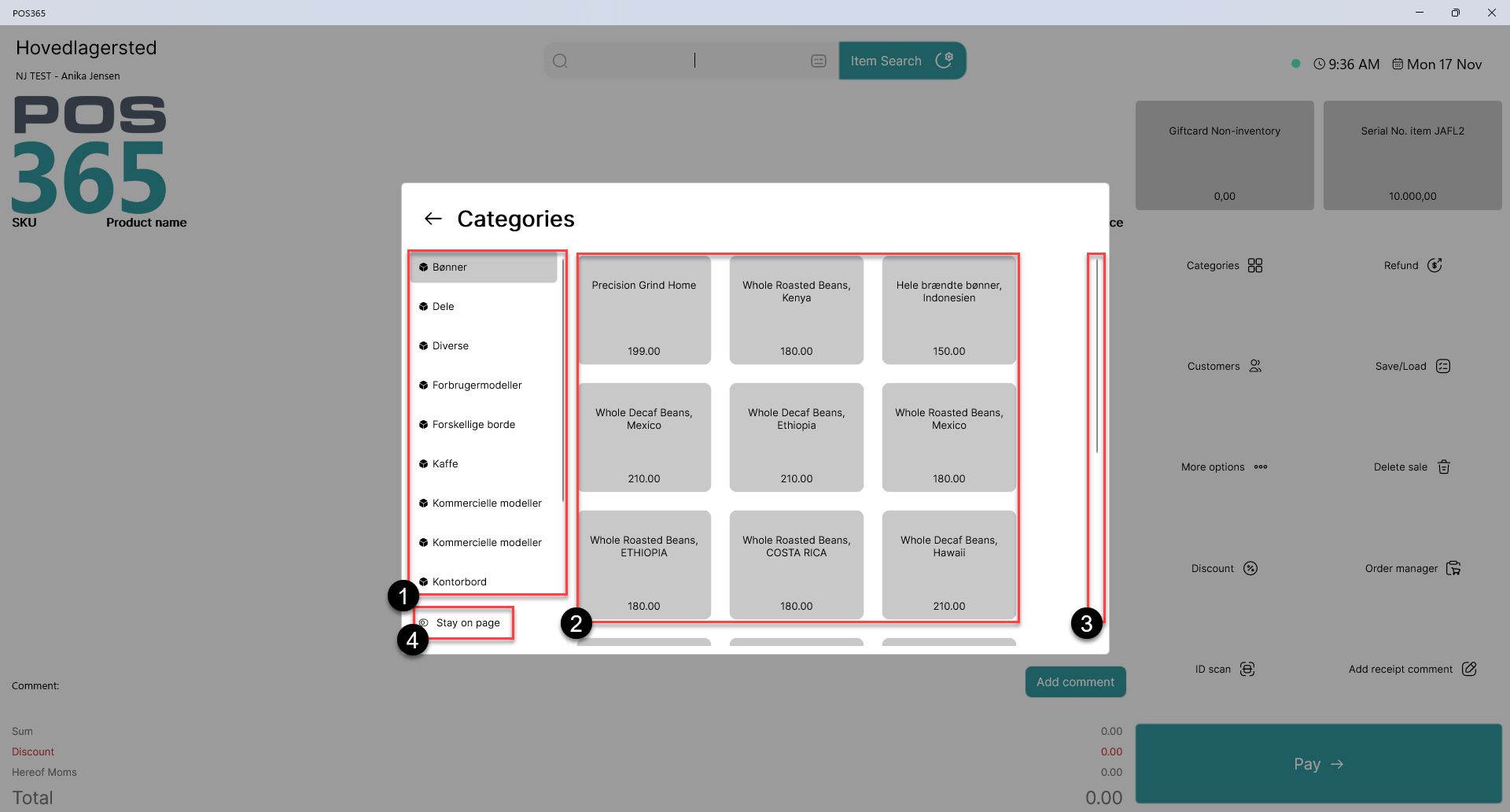 item categories in pos365