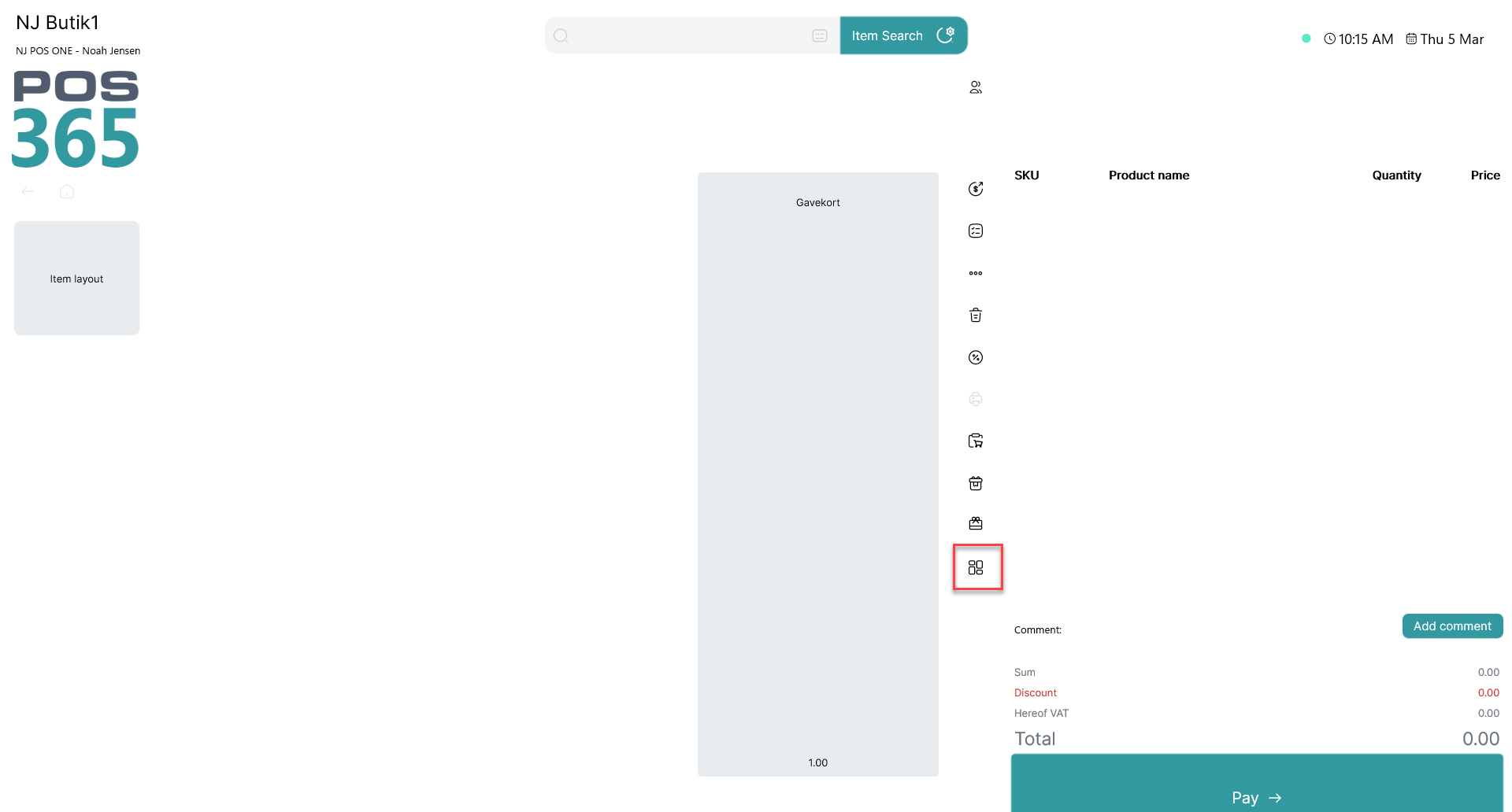 POS layout button
