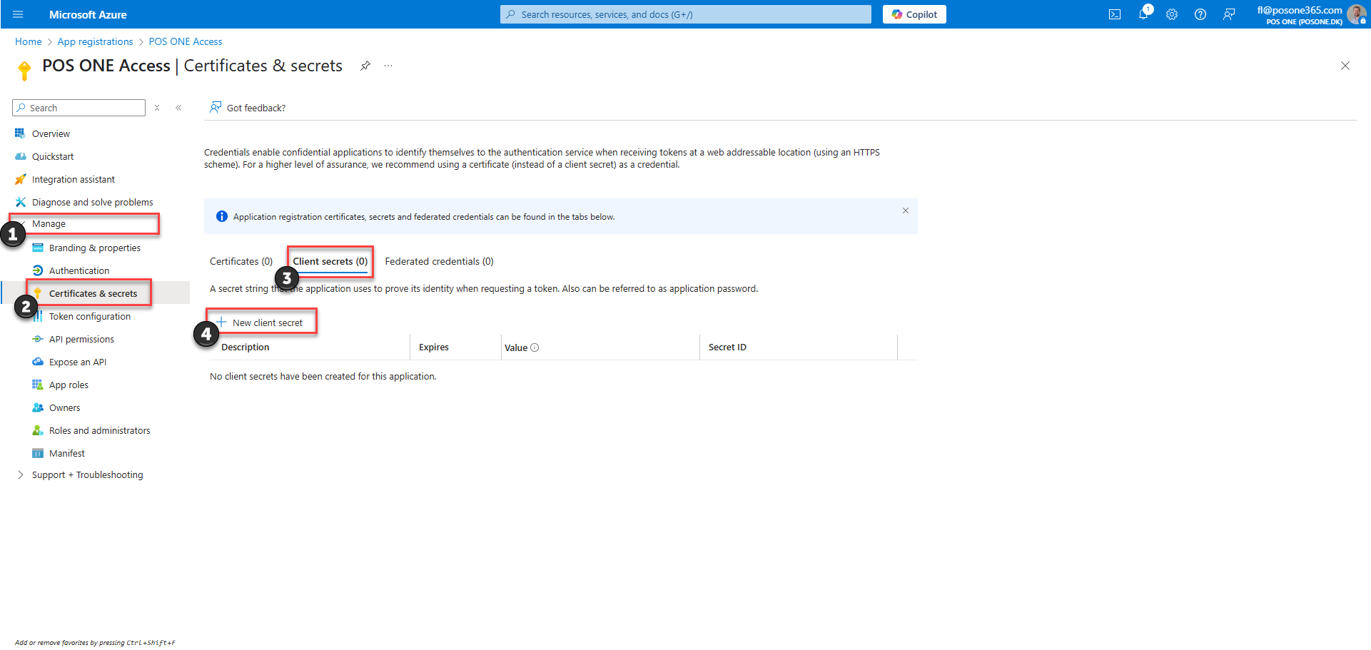 obtain credentials for business central integration