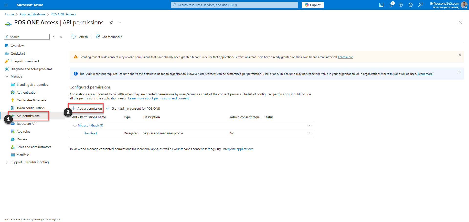 obtain credentials for business central integration